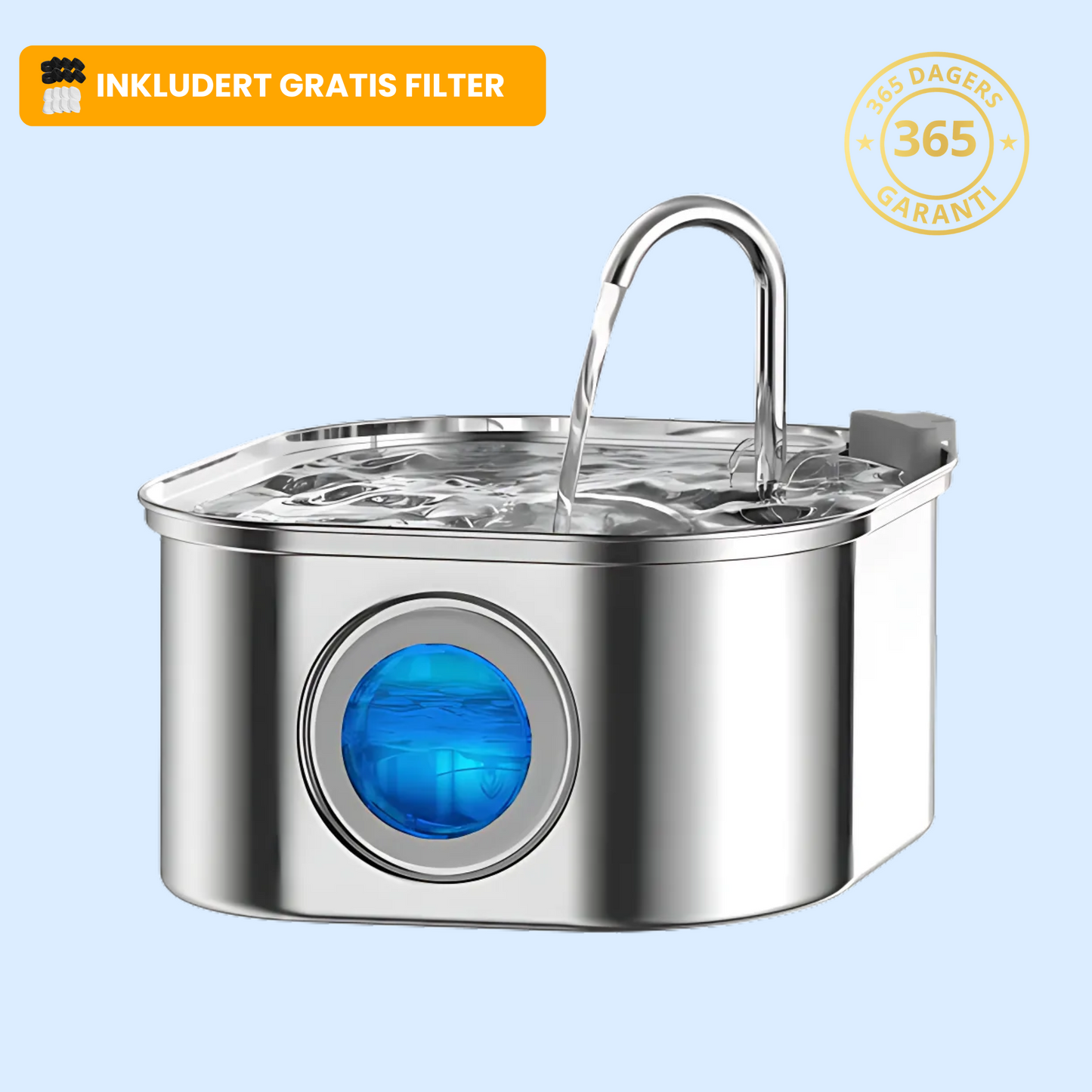 Kattellas Vannfontene i Rustfritt Stål